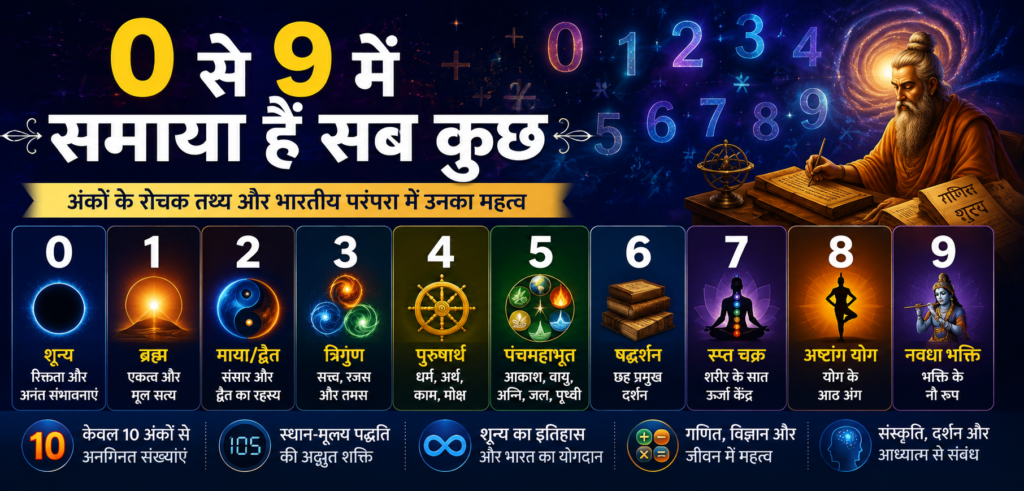 0 से 9 तक के अंकों के रोचक तथ्य और भारतीय परंपरा में उनका महत्व