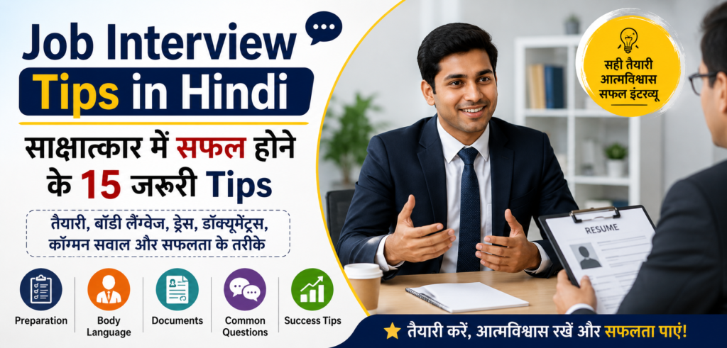 Job Interview Tips in Hindi: साक्षात्कार में सफल होने के 15 जरूरी Tips Job Interview Tips in Hindi और साक्षात्कार में सफल होने के तरीके