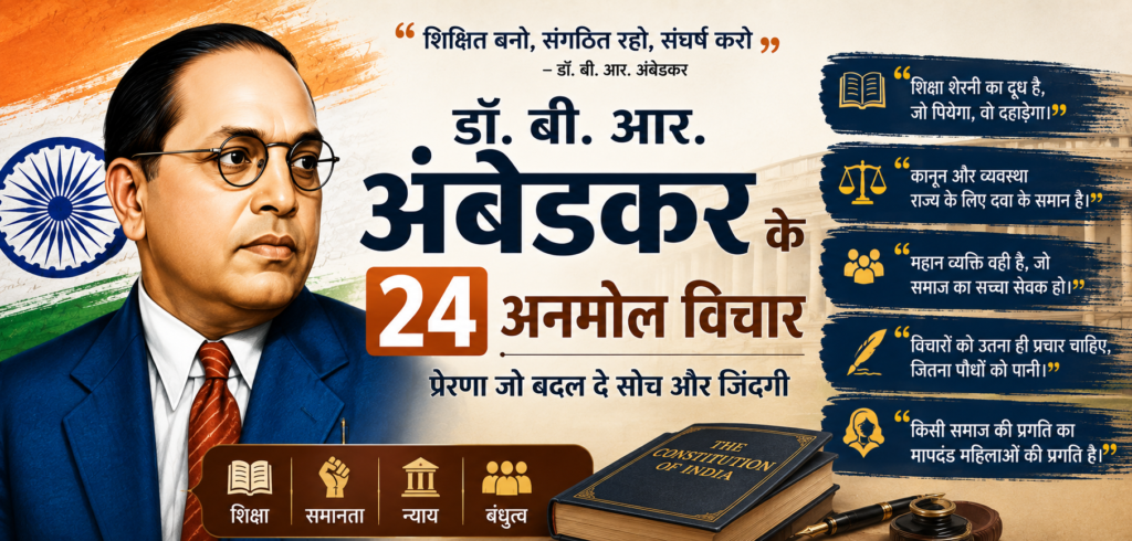 डॉ. बी. आर. अंबेडकर के 24 अनमोल विचार और प्रेरक कथन डॉ. बी. आर. अंबेडकर के 24 अनमोल विचार