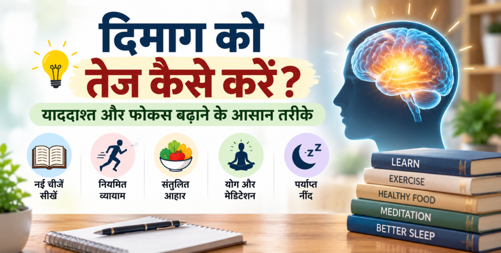 दिमाग को तेज कैसे करें? याददाश्त और फोकस बढ़ाने के 10 तरीके दिमाग को तेज करने और याददाश्त व फोकस बढ़ाने के आसान तरीके