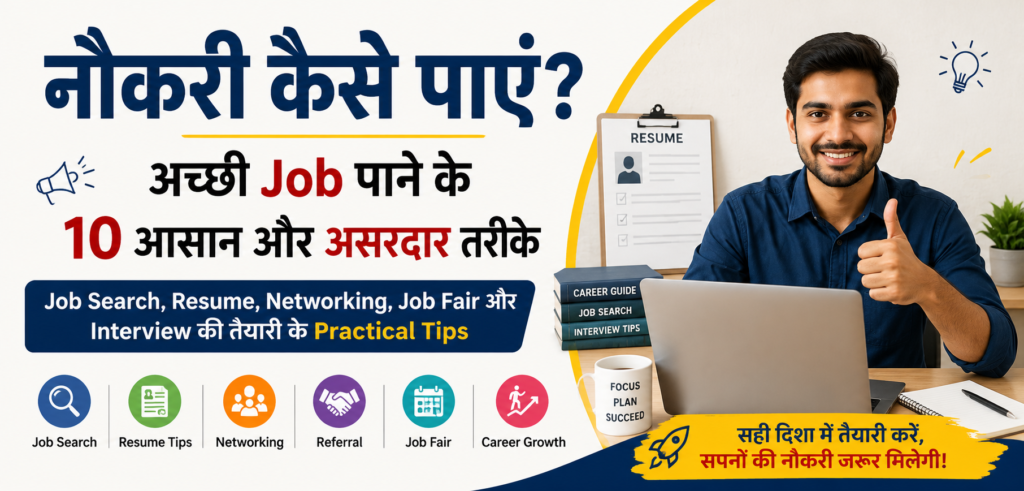 नौकरी कैसे पाएं? अच्छी Job पाने के 10 आसान और असरदार तरीके नौकरी कैसे पाएं और अच्छी Job पाने के आसान तरीके