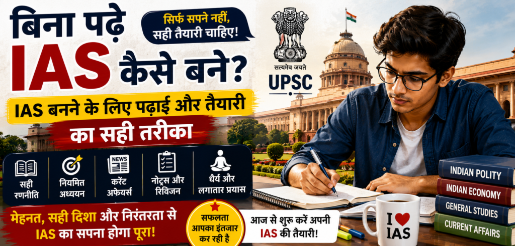 बिना पढ़े IAS कैसे बने? IAS बनने के लिए पढ़ाई और तैयारी का सही तरीका बिना पढ़े IAS कैसे बने और UPSC की तैयारी कैसे करें