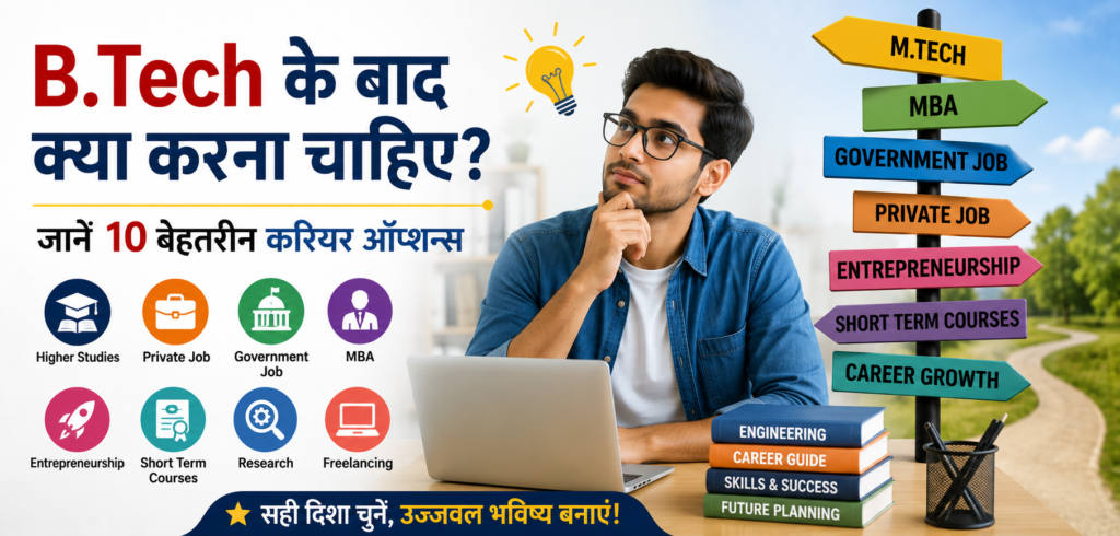 B.Tech के बाद क्या करना चाहिए? 10 Career Options और Courses B.Tech के बाद क्या करना चाहिए और Career Options